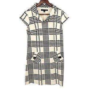 Madison Leigh Black and Cream Checkered Midi Dress